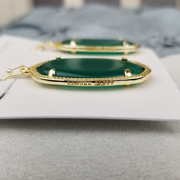 Emerald, Cat's Eye, Kendra Scott, Elle Earrings - Picture 3 of 7